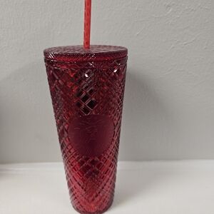 Red Tumbler with Straw